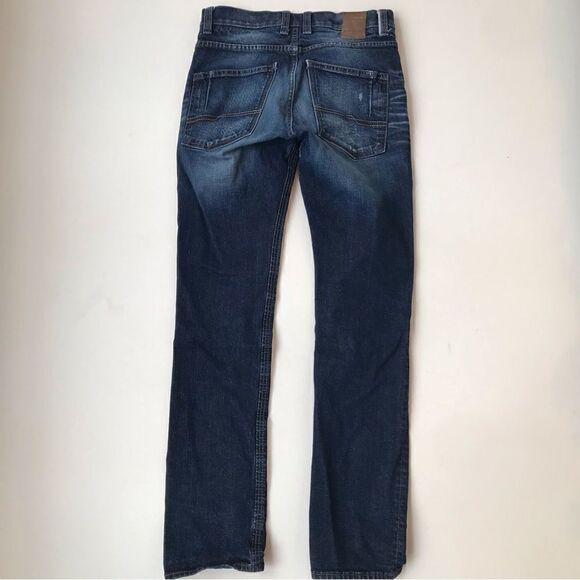 Outpost Makers Buckle Factory Distressed Button Fly Slim Straight Leg Jeans - Picture 9 of 16